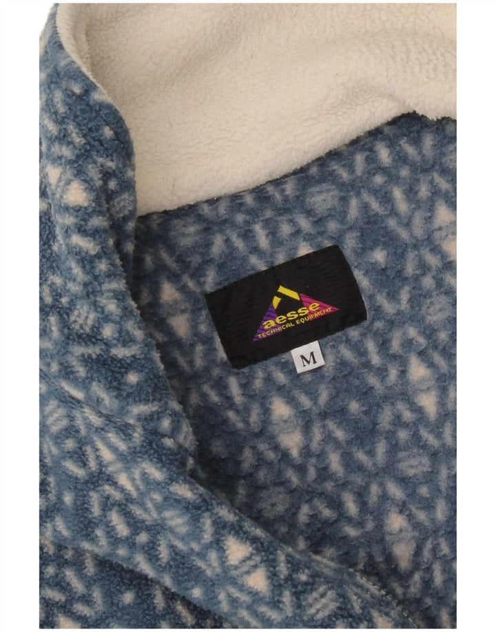 Мужской флисовый джемпер с воротником на молнии Aesse среднего размера, белый с жаккардовым узором