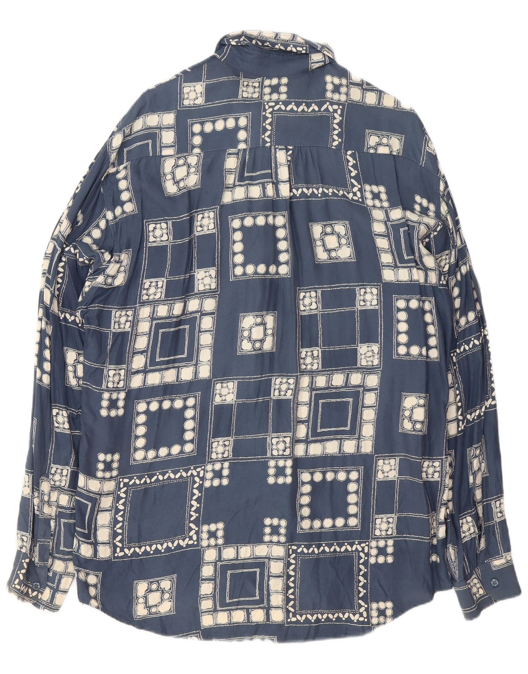 Мужская рубашка VINTAGE, большая, темно-синяя, с геометрическим узором