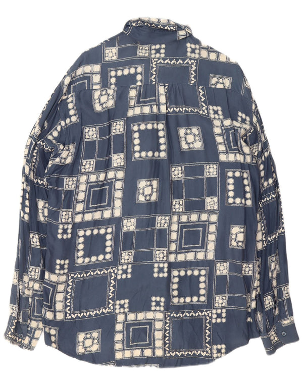 Мужская рубашка VINTAGE, большая, темно-синяя, с геометрическим узором