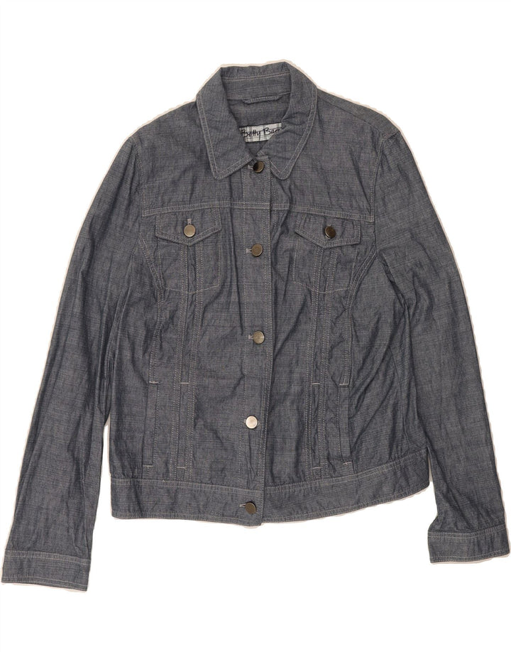 BETTY BARCLAY Womens Bomber Jacket IT 42 Medium Blue Cotton Vintage Betty Barclay and Second-Hand Betty Barclay from Messina Hembry 