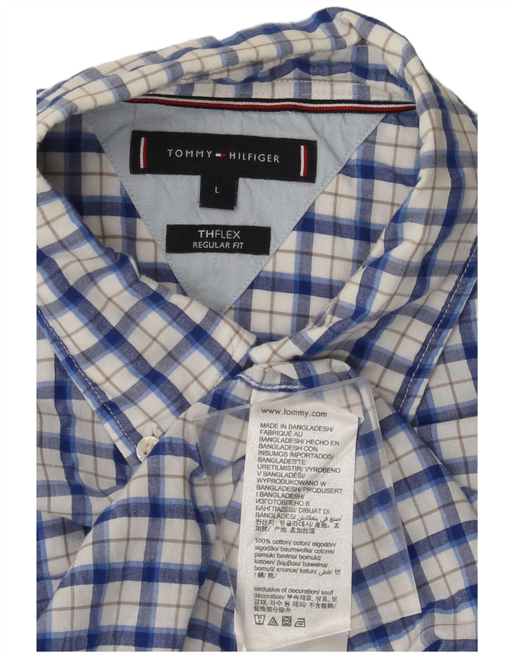 Мужская рубашка стандартного кроя Tommy Hilfiger, большая синяя клетка в клетку, хлопковая