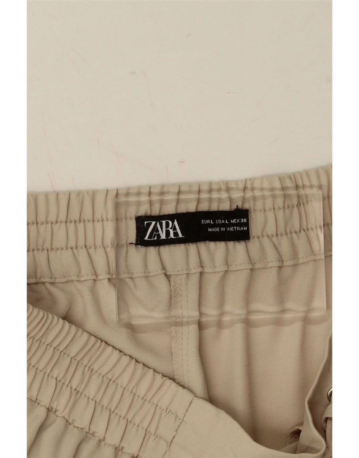 ZARA Womens Straight Cropped Trousers  Large W30 L25  Beige