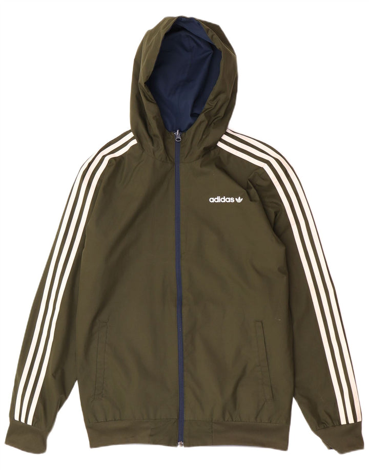 Мужская двусторонняя куртка-бомбер Adidas с капюшоном UK 36, маленький полиэстер цвета хаки