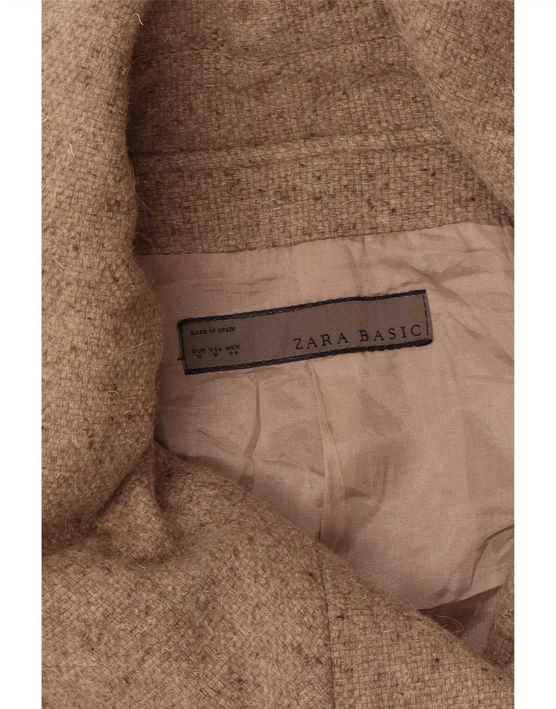 Женское двубортное пальто Zara UK 12, средний бежевый в крапинку