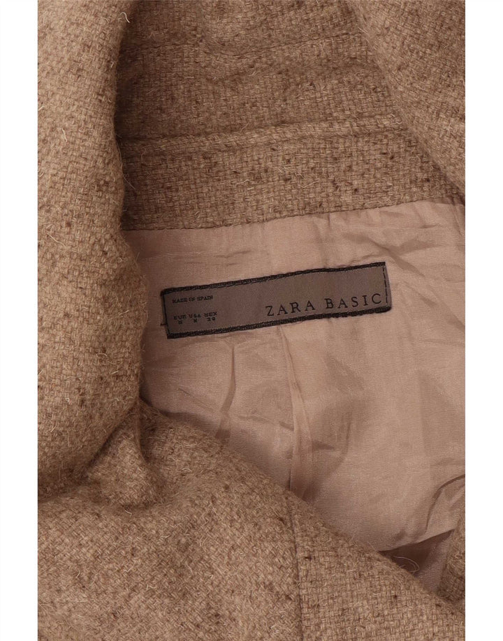Женское двубортное пальто Zara UK 12, средний бежевый в крапинку