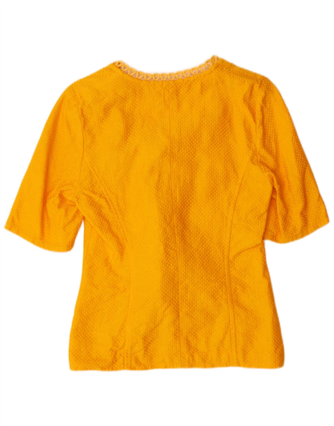 VINTAGE Womens Short Sleeve 3 Button Blazer Jacket UK 10 Small Yellow