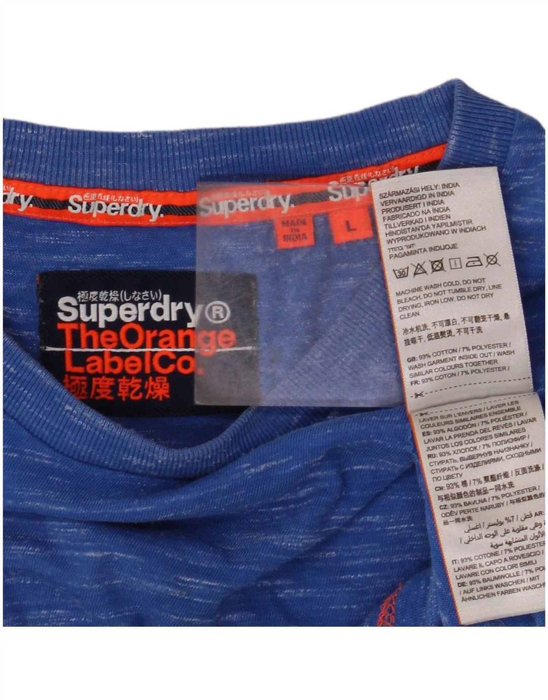 SUPERDRY Мужская футболка из хлопка большого размера синего цвета с крапинками