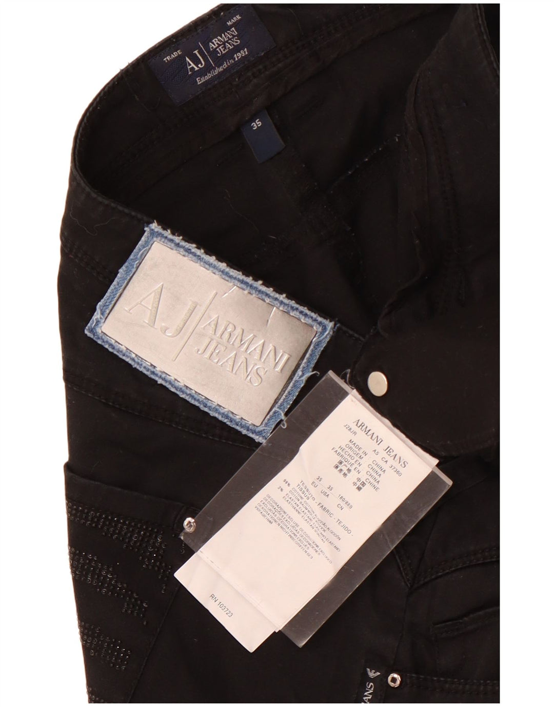 Женские узкие укороченные брюки Armani W35 L25, черный хлопок