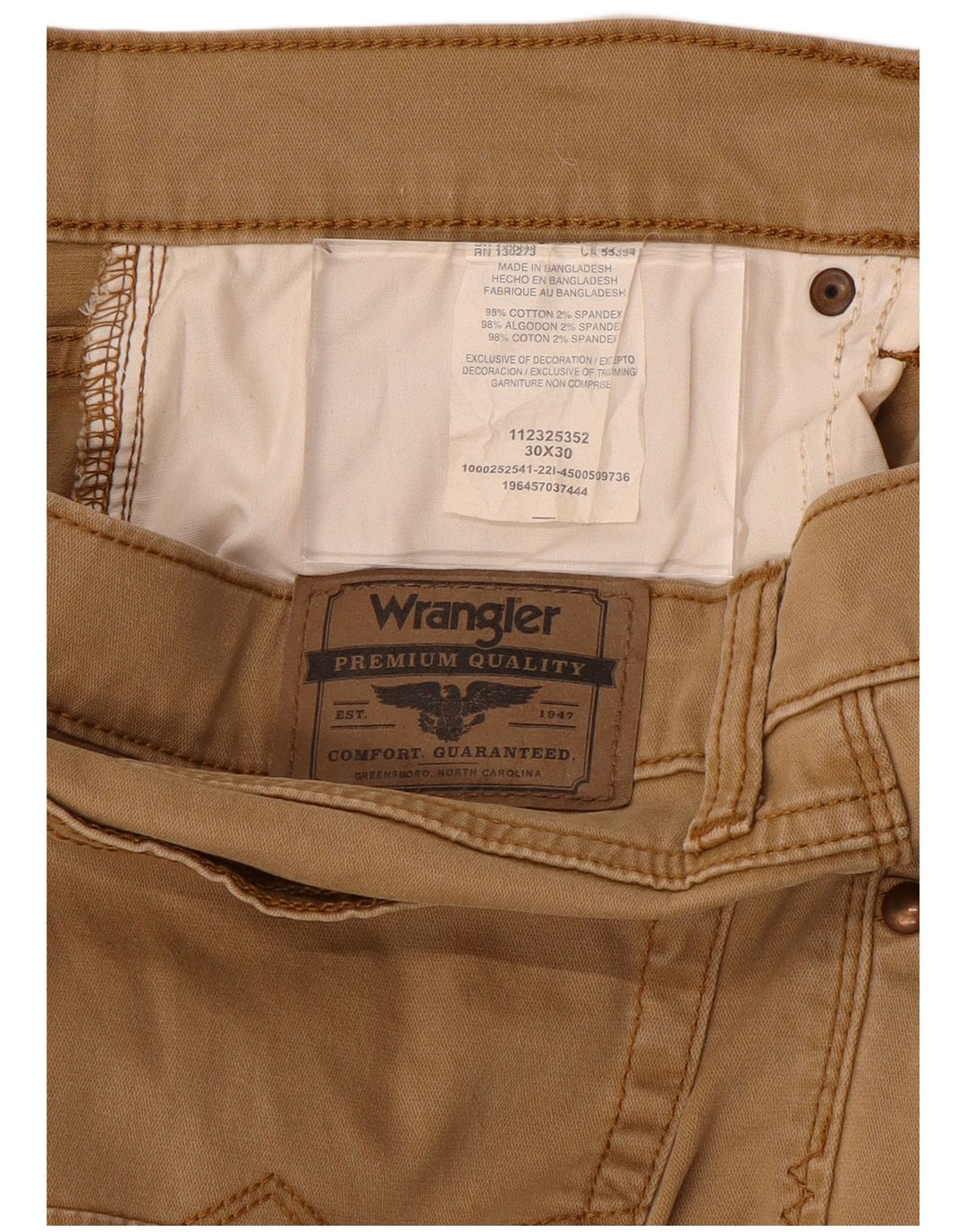 Мужские прямые повседневные брюки Wrangler W30 L30, коричневые, хлопковые