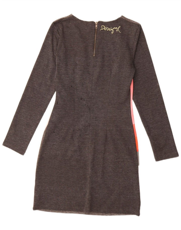 Женское платье-футляр Desigual с длинным рукавом UK 12, средний серый с геометрическим узором