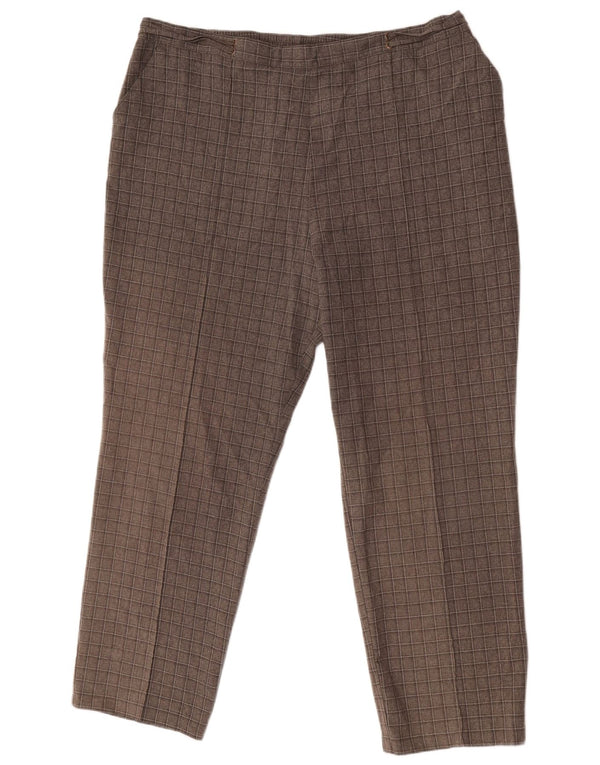 Женские брюки чинос Marks & Spencer UK 20 2XL W38 L28 Коричневые в клетку