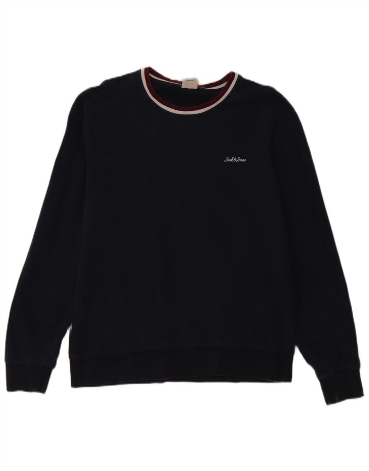 Мужской свитер Jack & Jones, большой темно-синий хлопковый джемпер