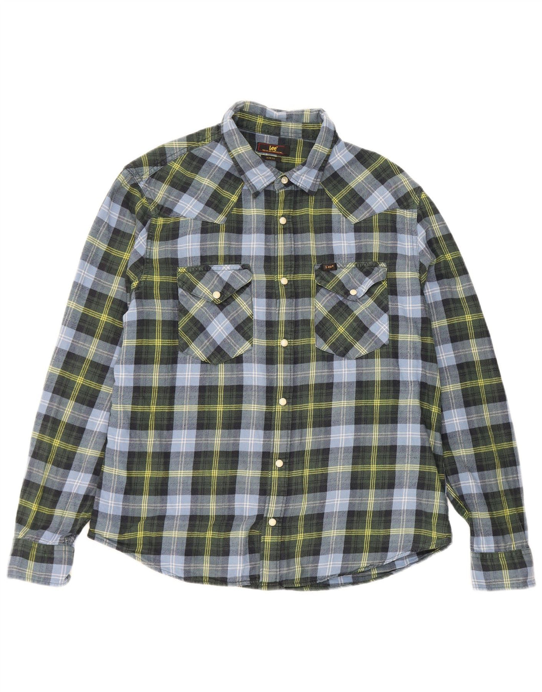 Мужская фланелевая рубашка Lee Slim Fit XL, синяя клетка, хлопок