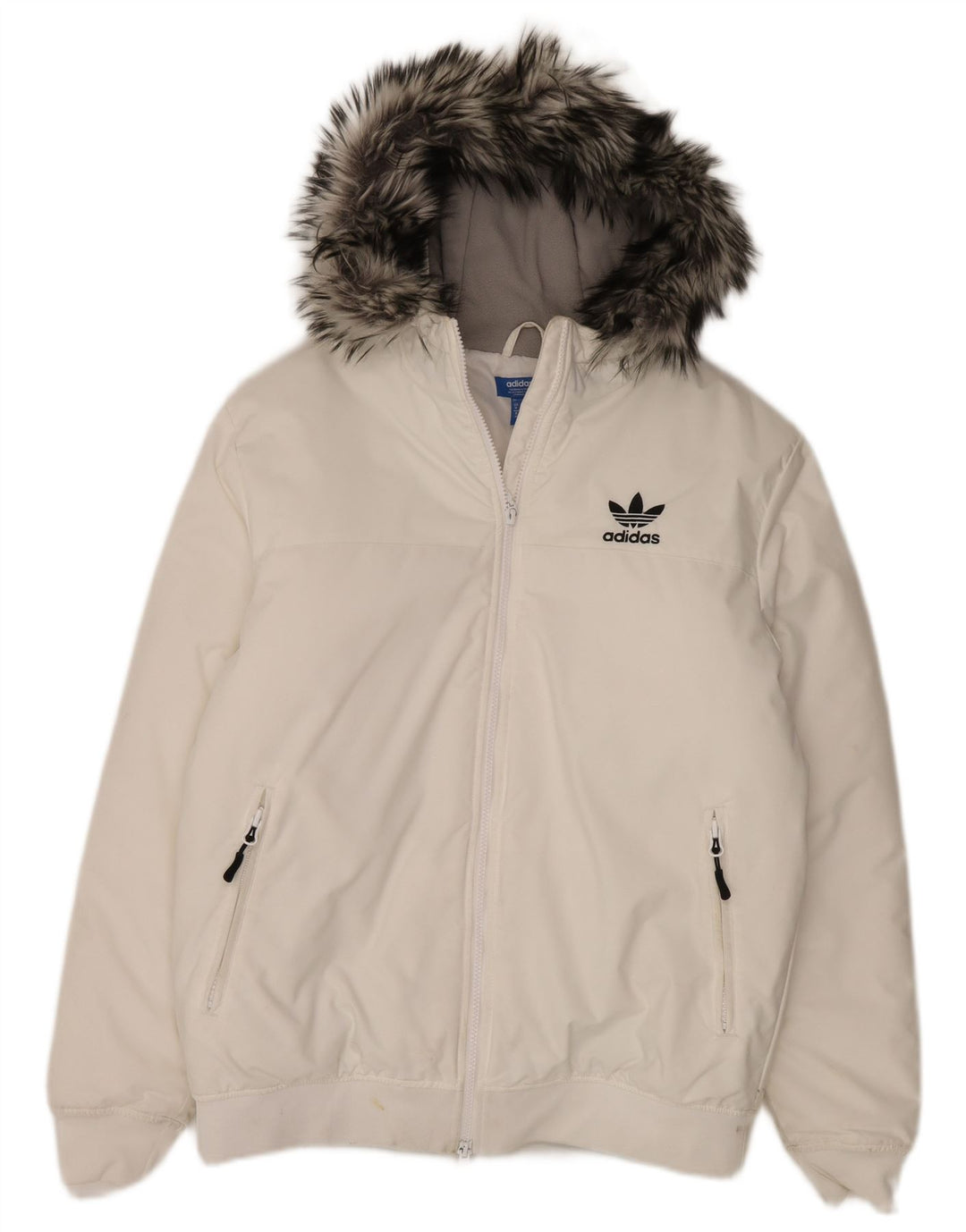 Мужская утепленная куртка Adidas с капюшоном UK 38, средний белый нейлон