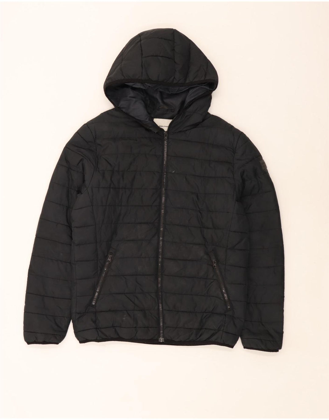 Мужская утепленная куртка Jack & Jones с капюшоном UK 40, большая, черная, полиэстер