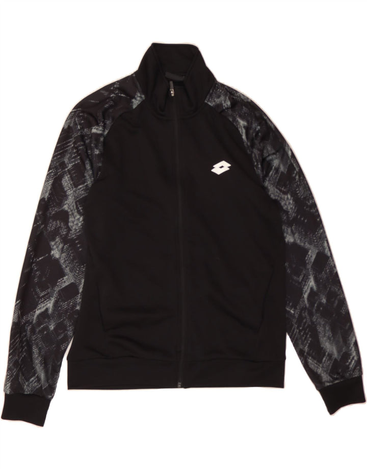LOTTO Mens Tracksuit Top Jacket Medium Black Tie Dye Polyester Vintage Lotto and Second-Hand Lotto from Messina Hembry 
