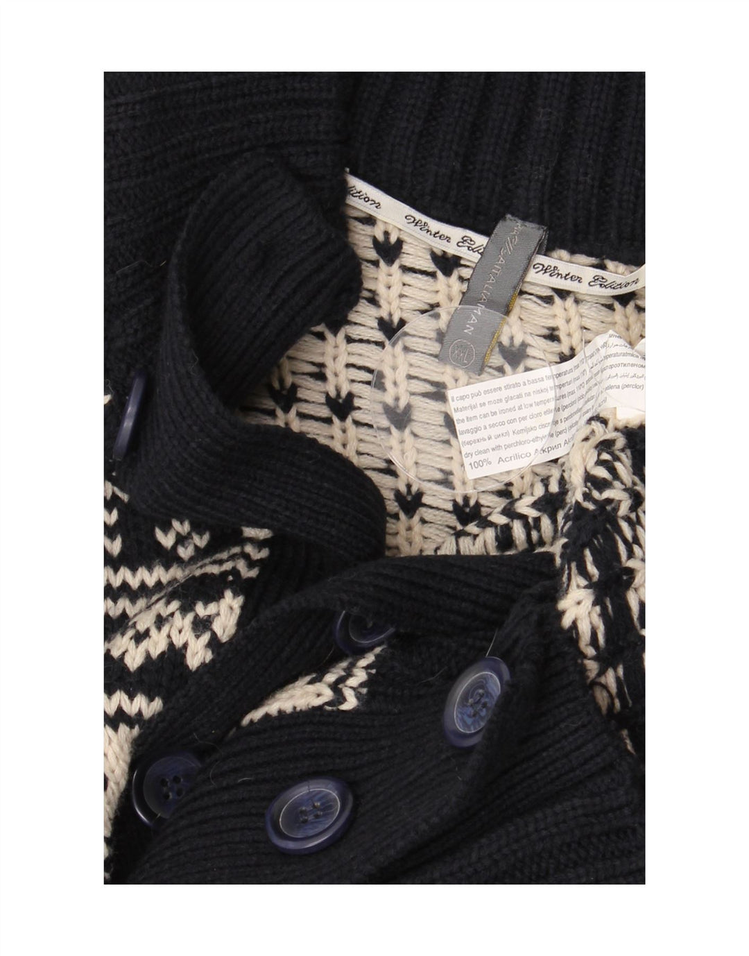 Мужской свитер-кардиган VINTAGE 2XL темно-синий жаккардовый акрил