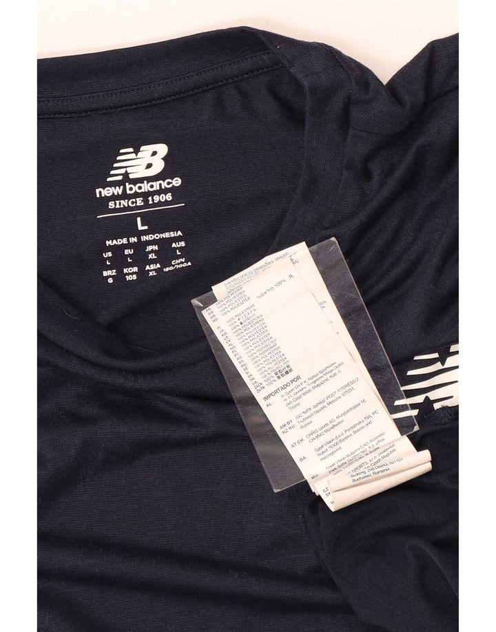 Мужская футболка New Balance, верх, большой темно-синий полиэстер в тонкую полоску