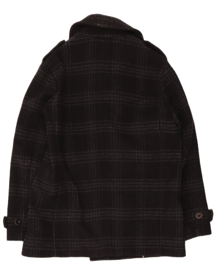 Мужское бушлат Pretty Green UK 40, шерстяное пальто в большую черную клетку