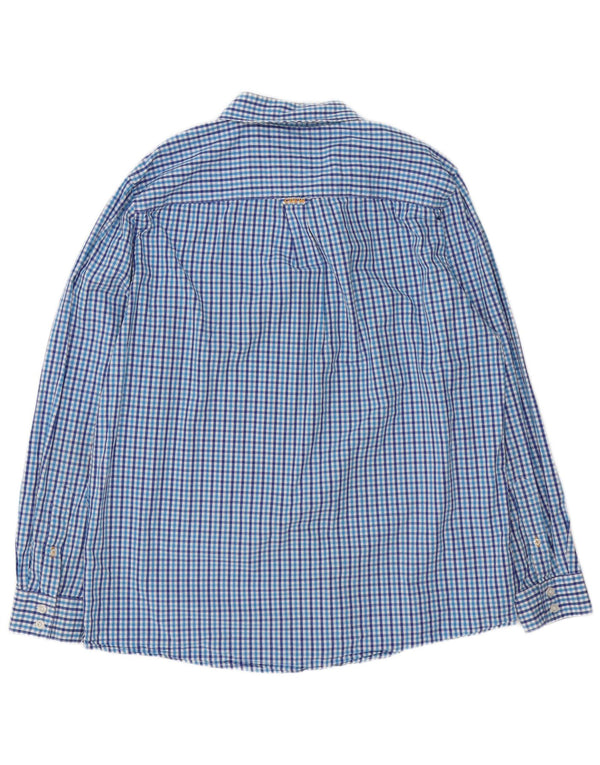 Crew Clothing Мужская классическая рубашка размера XL из хлопка в синюю клетку