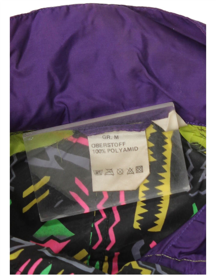 Винтажная мужская дождевик UK 38, полиамид среднего фиолетового цвета с геометрическим рисунком