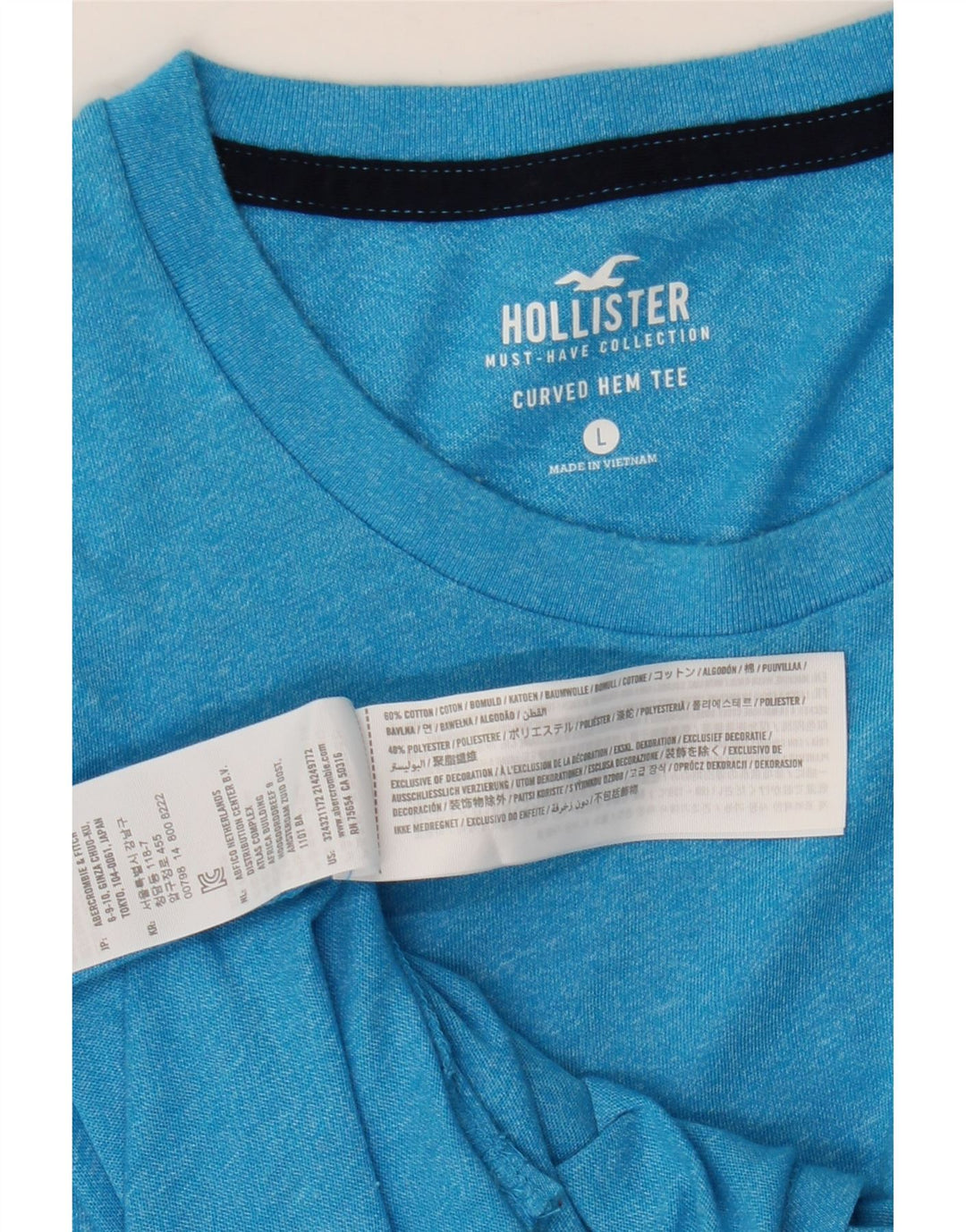 Мужская футболка Hollister, большой синий хлопок