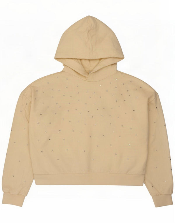 Женский джемпер с капюшоном Zara UK 14, средний цвет, белый хлопок в пятнах