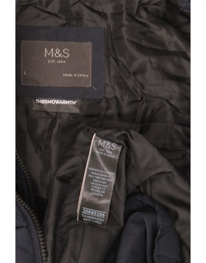 Мужская стеганая куртка Marks & Spencer UK 40, большой темно-синий полиэстер