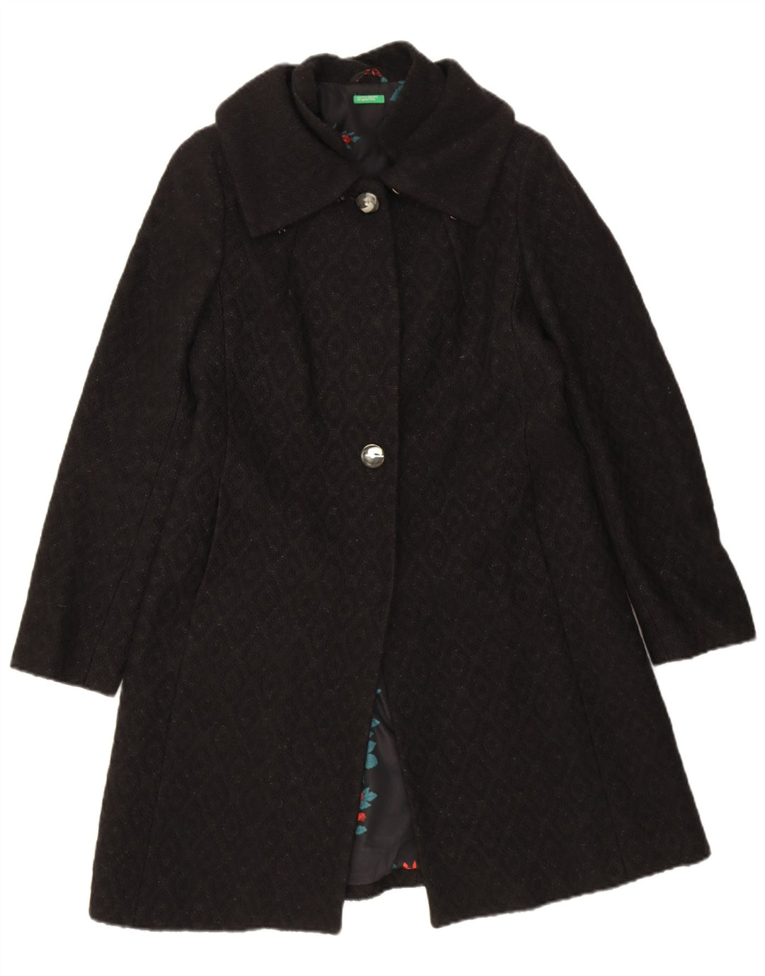 Женское пальто Benetton IT 44 Medium Black Argyle/Diamond