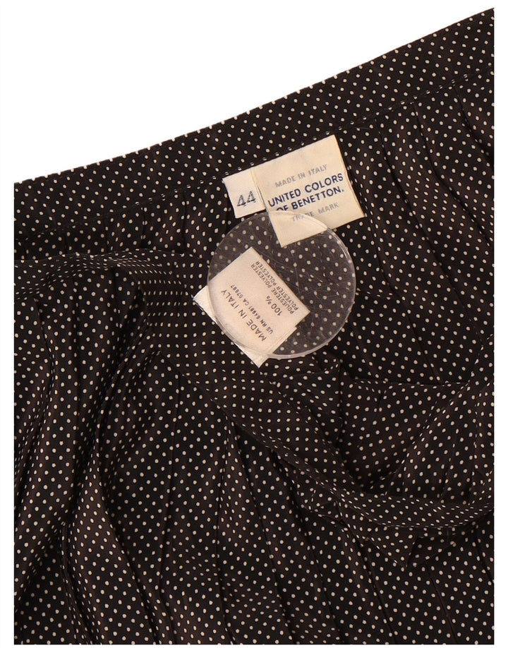 BENETTON Womens Pleated A-Line Skirt IT 44 Medium W28  Black Spotted