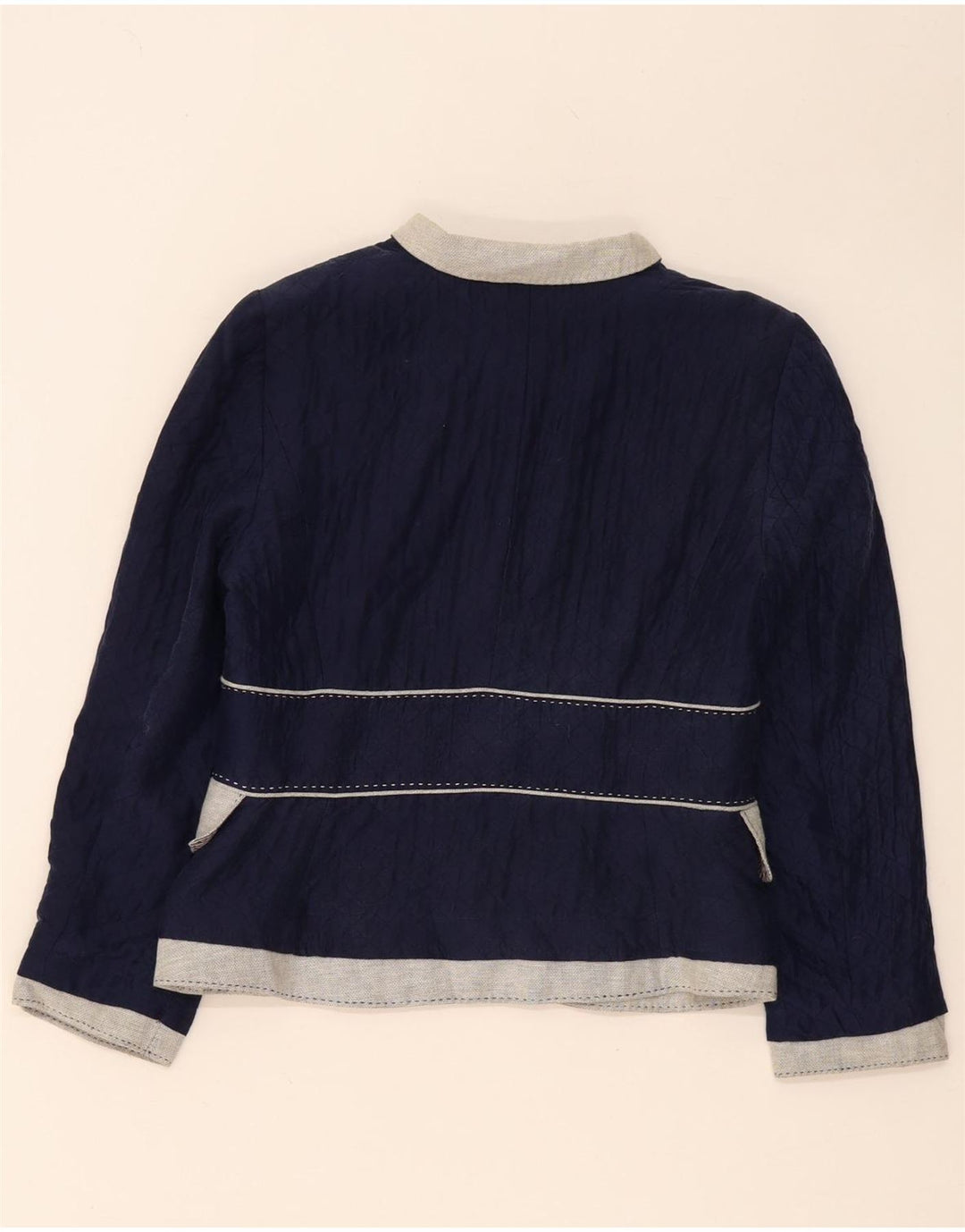 Женский пиджак Zara с 3 пуговицами UK 14, средний темно-синий с цветными блоками