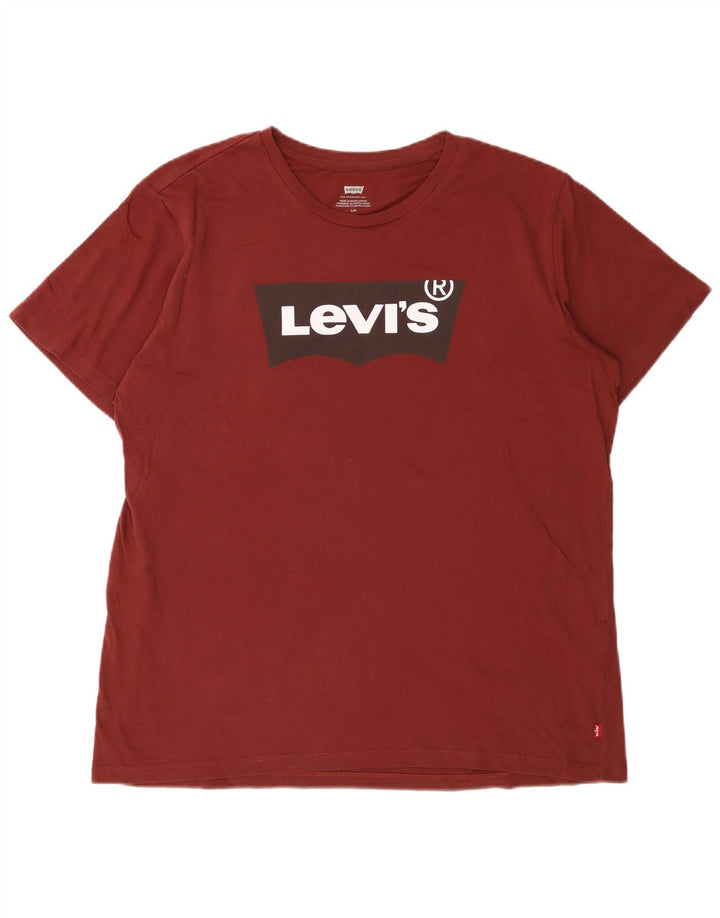 Мужская футболка с рисунком Levi's, большой цвет, бордовый хлопок