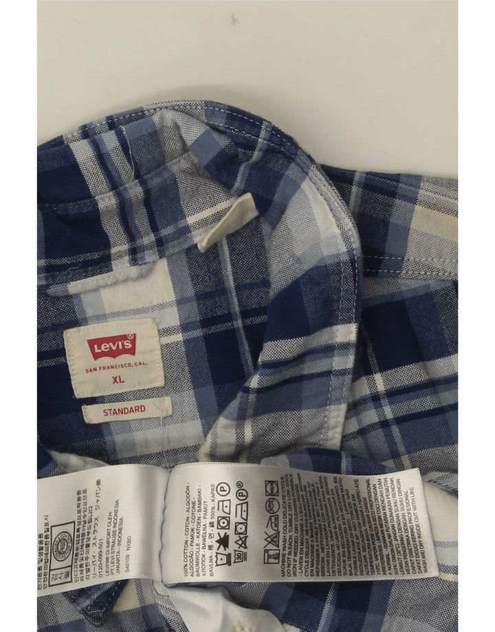 Мужская стандартная фланелевая рубашка Levi's XL, синяя клетка, хлопок