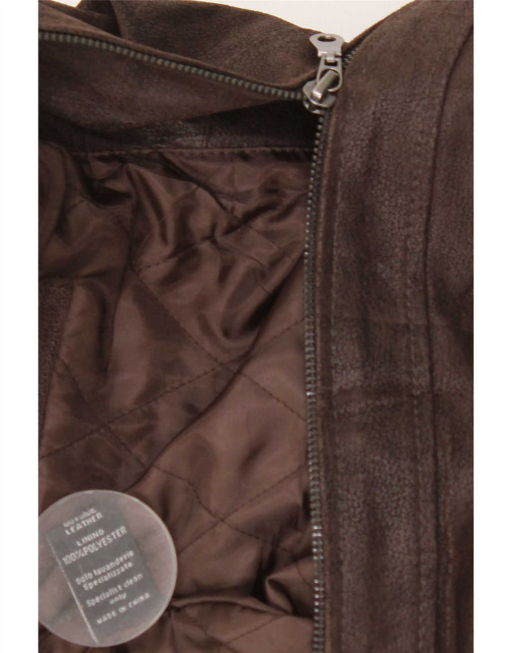 Мужская кожаная куртка в стиле милитари Bata and More IT 54 2XL Коричневая