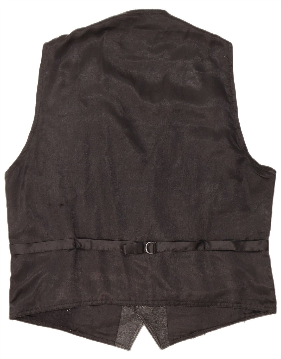 VINTAGE Mens Leather Waistcoat  XL Black Leather