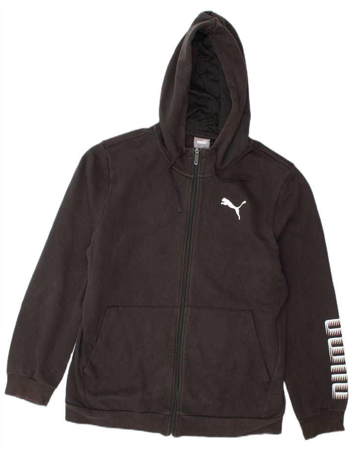 Мужской свитер с капюшоном Puma на молнии с графическим рисунком, средний черный, хлопковый