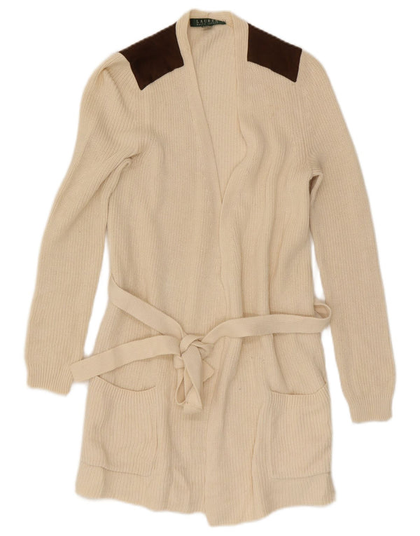 Женский длинный кардиган-свитер Ralph Lauren UK 6 XS Off White с цветными блоками