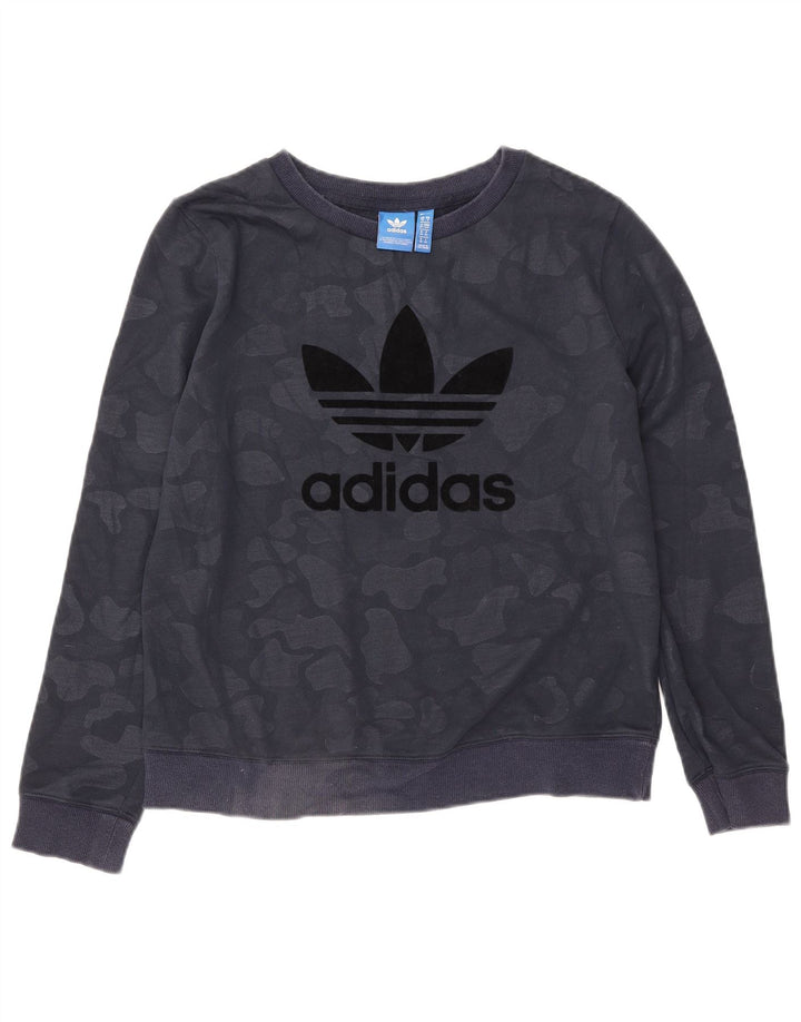 Женский джемпер оверсайз ADIDAS UK 10, маленький, темно-синий