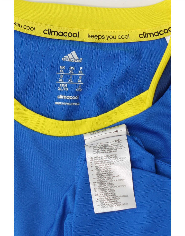 Мужская футболка Adidas Climacool Top XL Синяя с цветными блоками из полиэстера