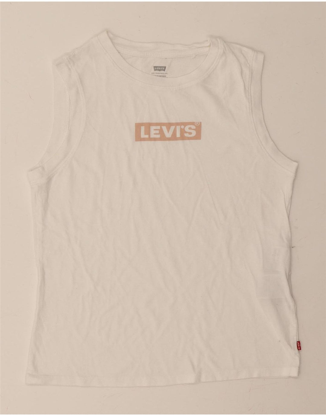 LEVI'S Womens Graphic Vest Top UK 6 XS White Cotton Vintage Levi's and Second-Hand Levi's from Messina Hembry 