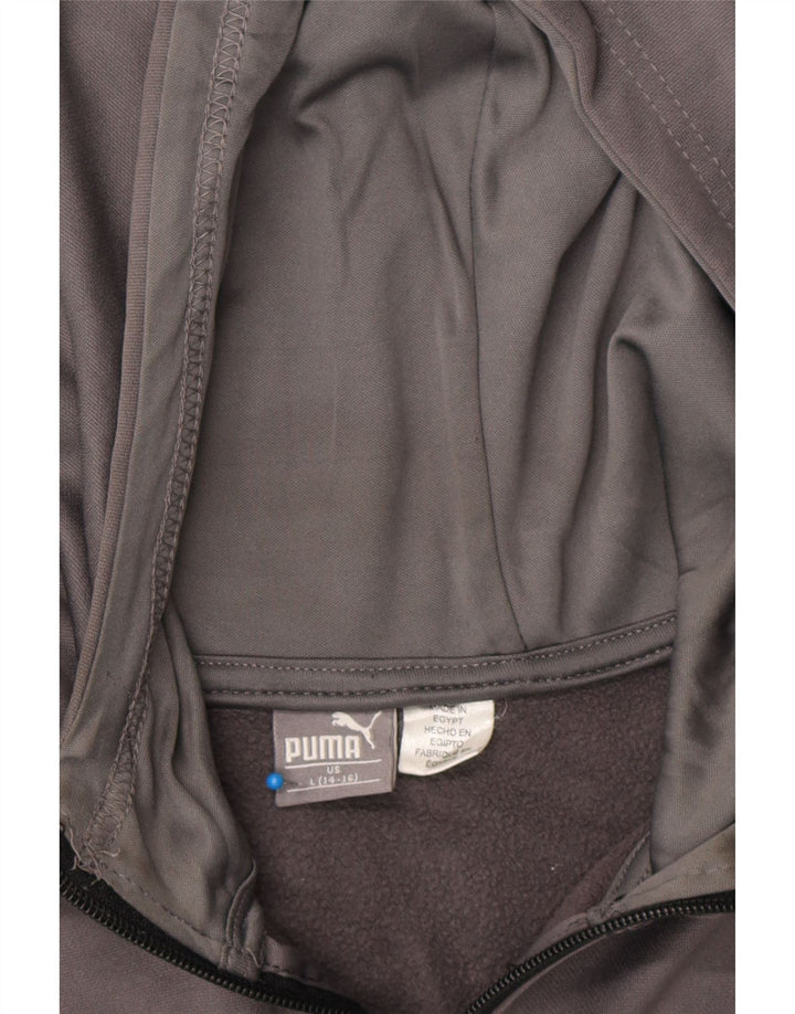 PUMA Boys Graphic Zip Hoodie Sweater 14-15 Years Large Grey Polyester Vintage Puma and Second-Hand Puma from Messina Hembry 