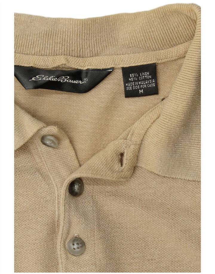 Мужская рубашка-поло EDDIE BAUER среднего размера, бежевая, льняная