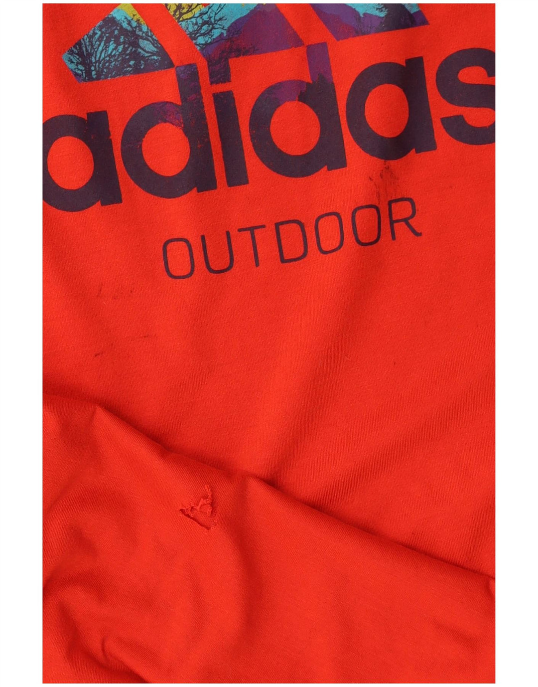 Мужской топ Adidas с длинным рукавом с рисунком, Великобритания 40/42, средний красный полиэстер