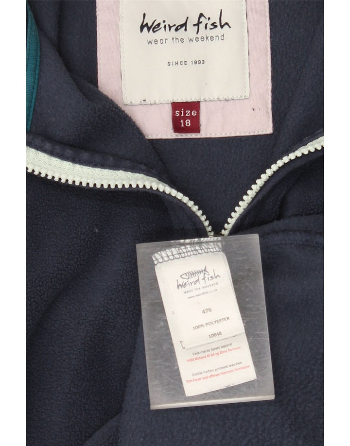 WEIRD FISH Женский свободный флисовый джемпер с воротником на молнии, Великобритания, 18 XL, темно-синий