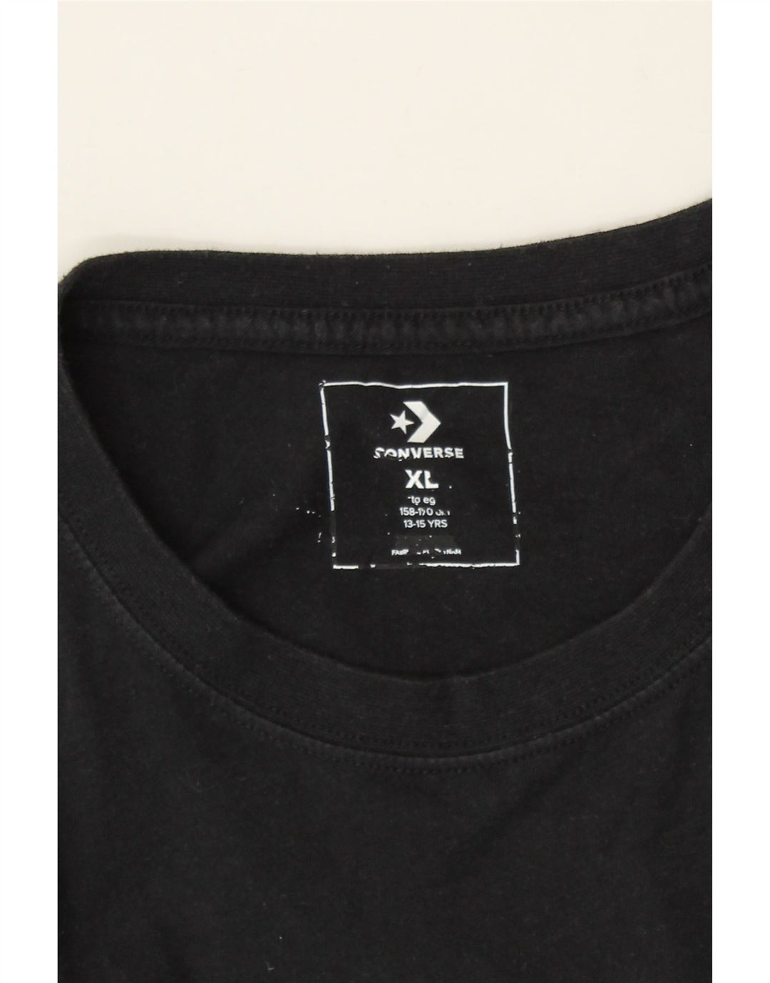 CONVERSE Boys Graphic Top Long Sleeve 13-14 Years XL Black Cotton Vintage Converse and Second-Hand Converse from Messina Hembry 