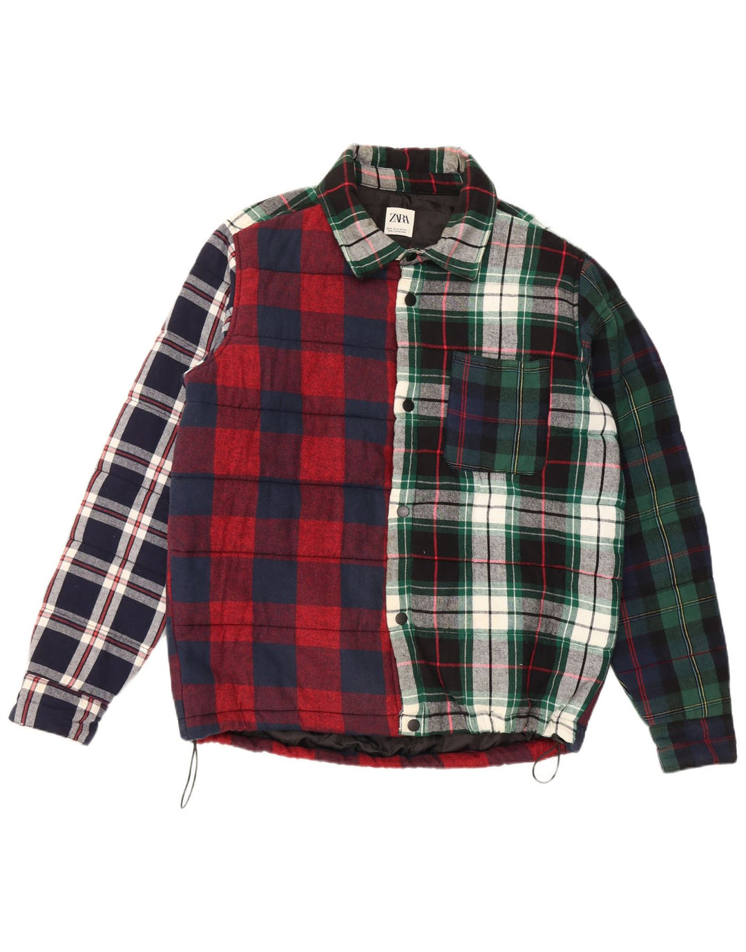 Мужская фланелевая рубашка Zara Lumberjack среднего размера, разноцветная, хлопковая в клетку