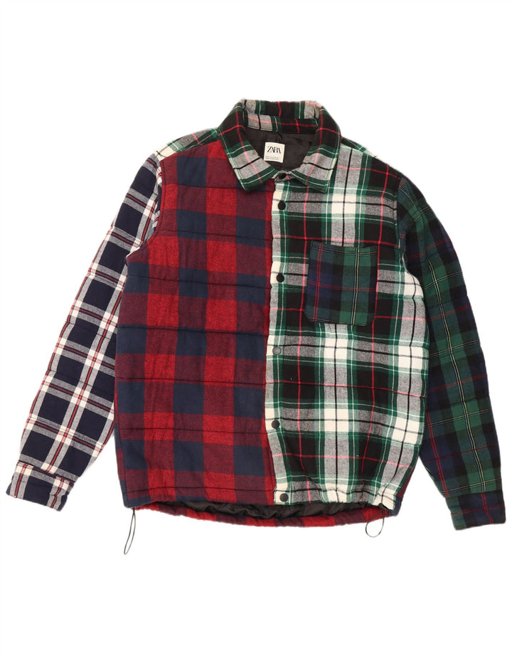 Мужская фланелевая рубашка Zara Lumberjack среднего размера, разноцветная, хлопковая в клетку