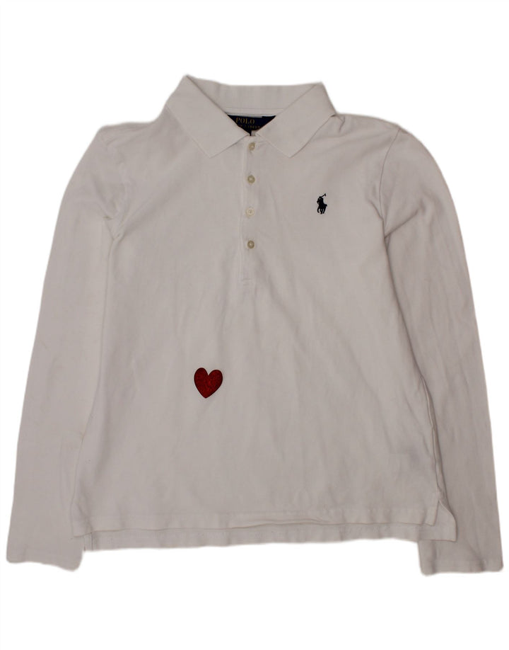 Рубашка-поло для девочек 12–13 лет POLO RALPH LAUREN, большое белое хлопковое сердце