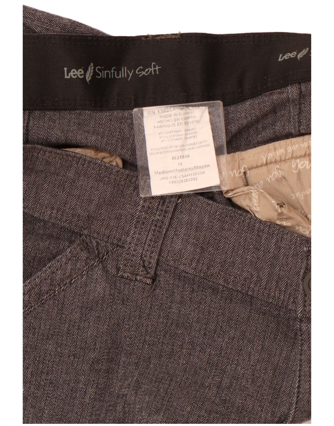 Женские прямые повседневные брюки LEE США 12, большие W32 L31, серые с узором «елочка»