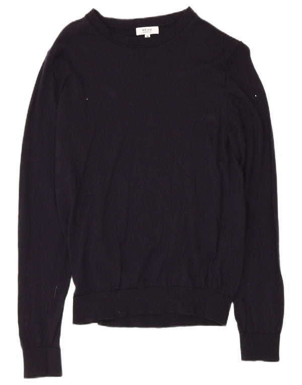 Женский свитер с вырезом «лодочка» REISS UK 12, средний темно-синий, шерсть